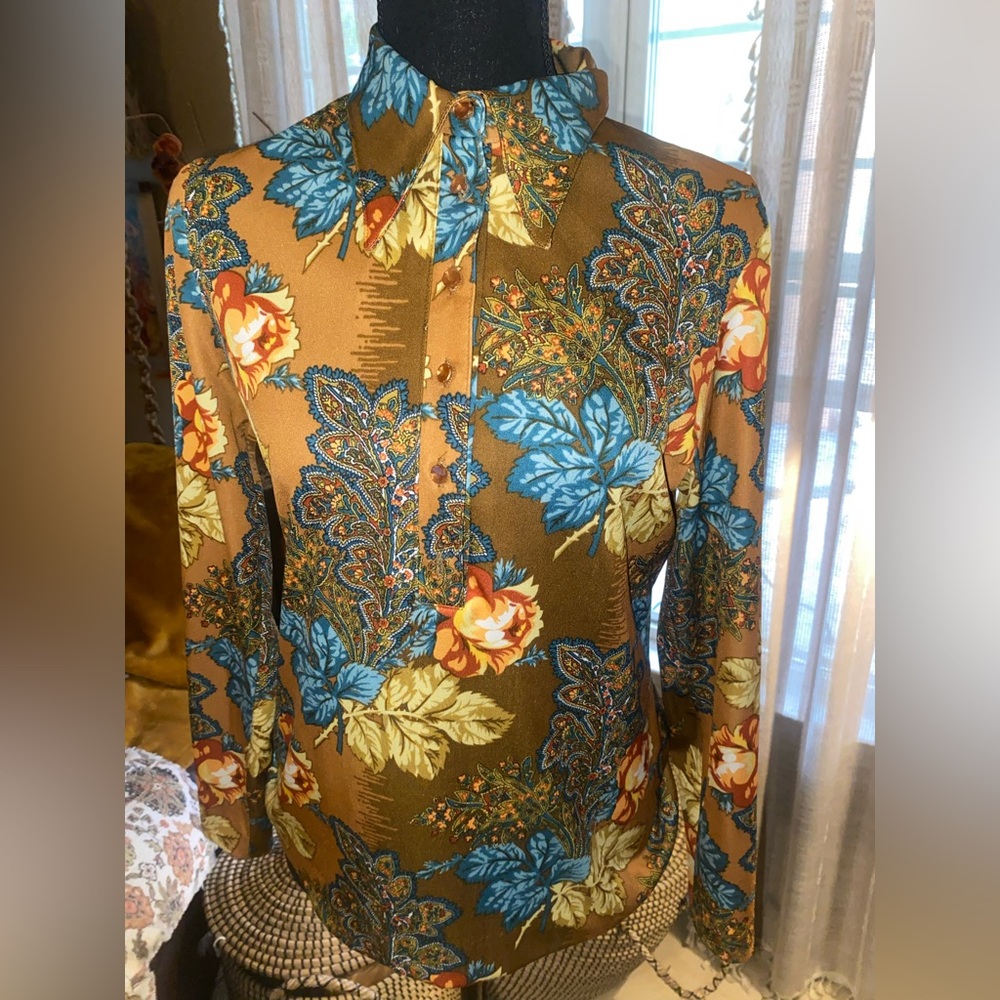 Vintage 70’s Floral Patterned Women's Top